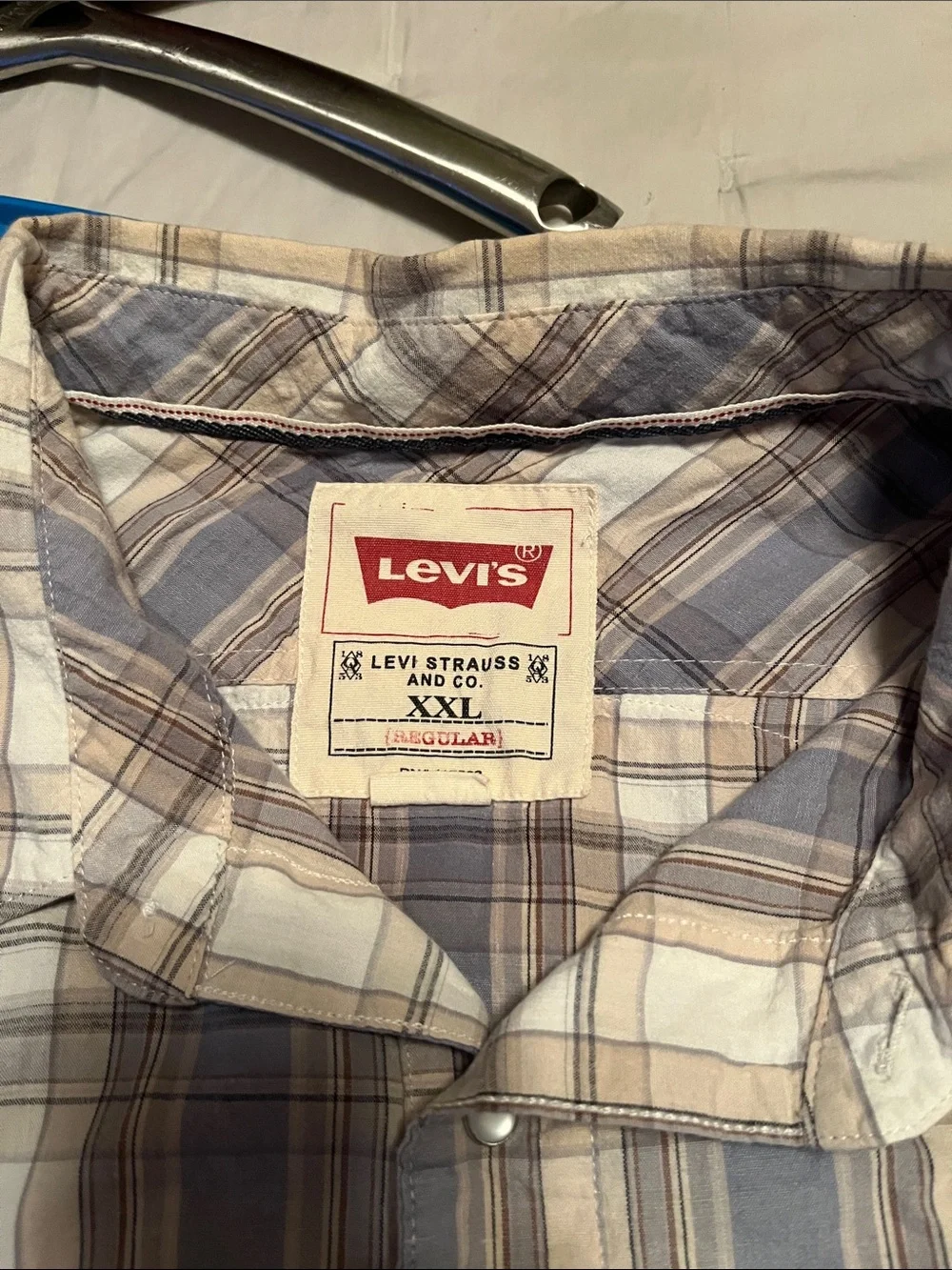 Levi's Men's Plaid Button-Down Shirt in Blue & Tan